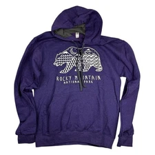 Rocky Mountain National Park Hoodie Men's Small Bear Graphic Purple Sweater