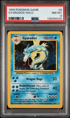 1999 POKEMON BASE SET UNLIMITED #6 GYARADOS-HOLO PSA 8