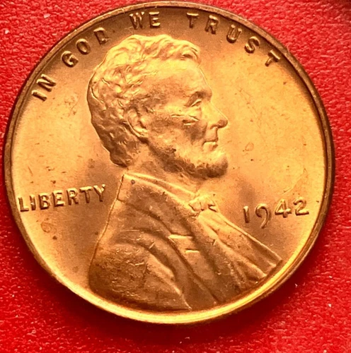 1942-P Lincoln Wheat Cent Penny GEM RED BU From an Original Bank Roll