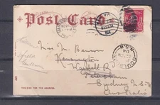NEW SOUTH WALES, 1904 inwards USA ppc. to Petersham then Goulburn.
