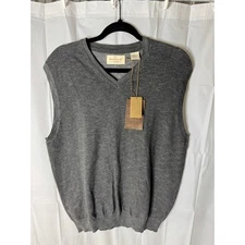 Weatherproof Vintage 1948 Vest Mens Large Smoke Grey V-Neck Sleeveless Sweater