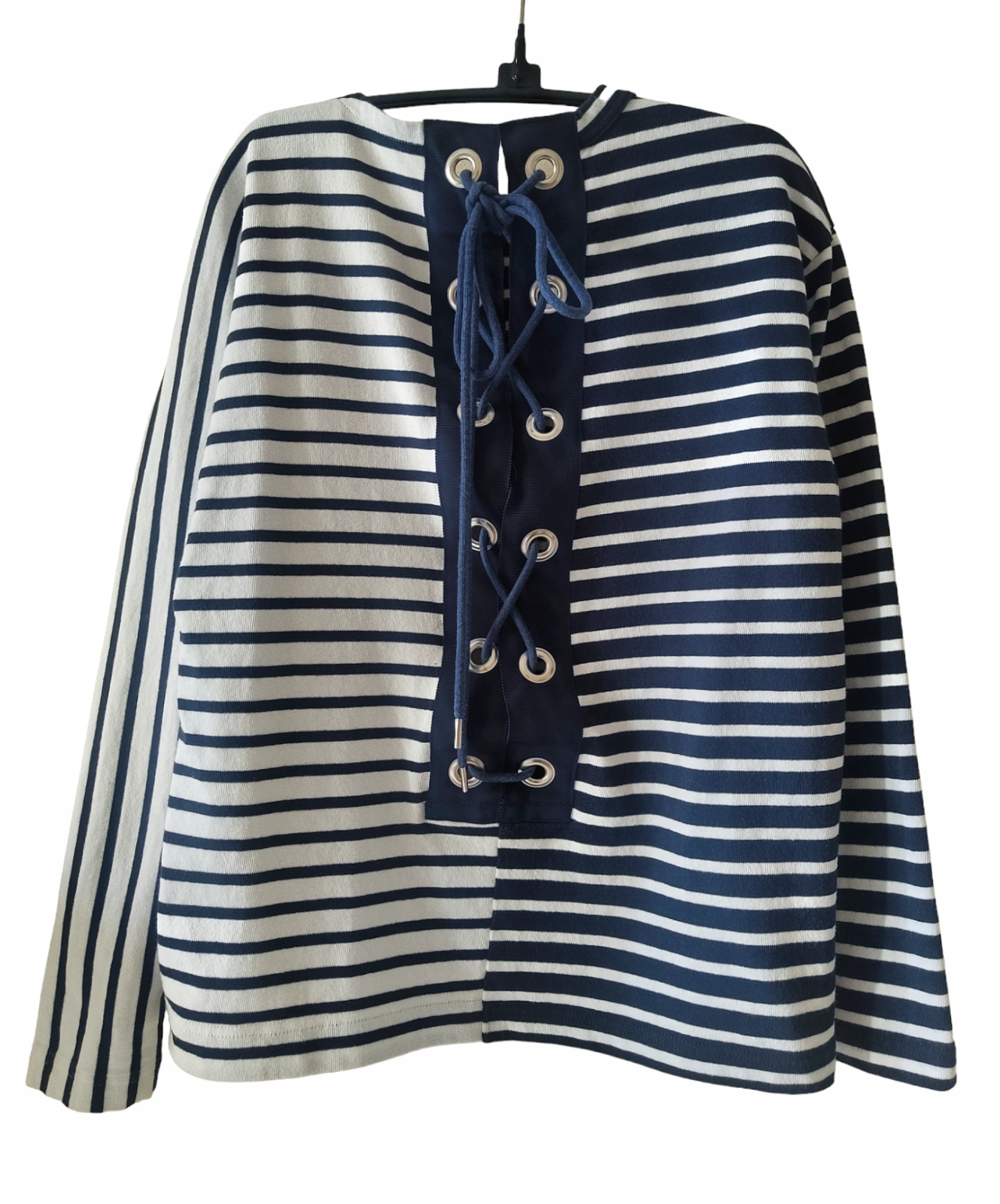 SACAI X NIKE Maglione donna Sacai maglietta manica lunga a righe con allacciatura sul retro tg 1