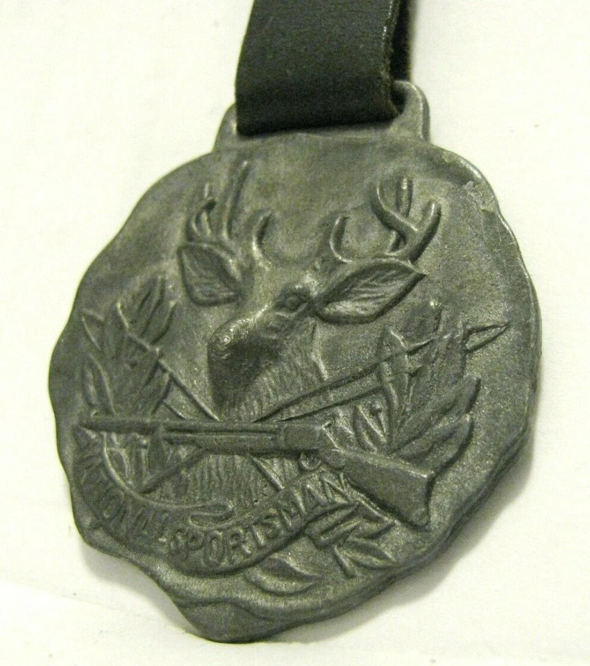 Reloj Bolsillo Llavero Revista National Sportsman Ciervo Cola Blanca Buck Pistolas Peltre 3D Foto 2 de 4