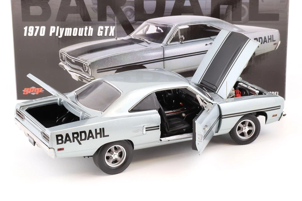 1:18 GMP 1970 PLYMOUTH GTX DART Auto BARDAHL Al Young Grigio Metallico - Immagine 4 di 4
