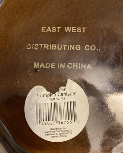 East West Distributing Company Pumpkin Canister 7 Inches Wide 7 Inches Tall - Picture 9 of 9