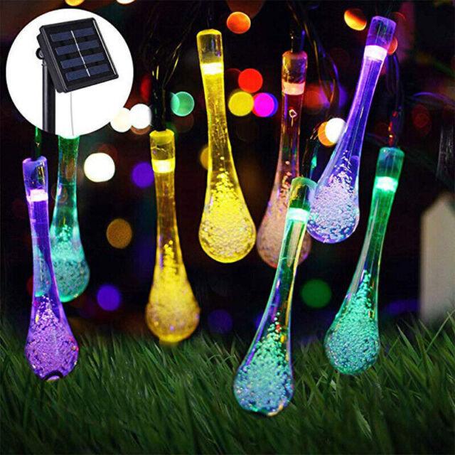 20-100 LED Solar Waterdrop String Lights Outdoor Garden Yard Party Fairy Decors 20-100 LED Solar Waterdrop String Lights Outdoor Garden Yard Party Fairy Decors