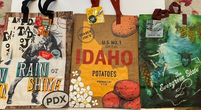 Trader Joe's - OR, WA, ID Set Of 3 Reusable Grocery Gift Bags, PACIFIC NORTHWEST
