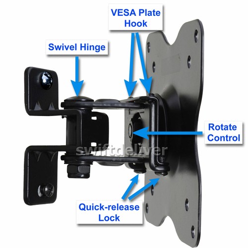 Tilt Swivel Monitor TV Wall Mount Bracket for DELL 19" 20 22 23 24 27 28 29" W3K - Picture 2 of 7