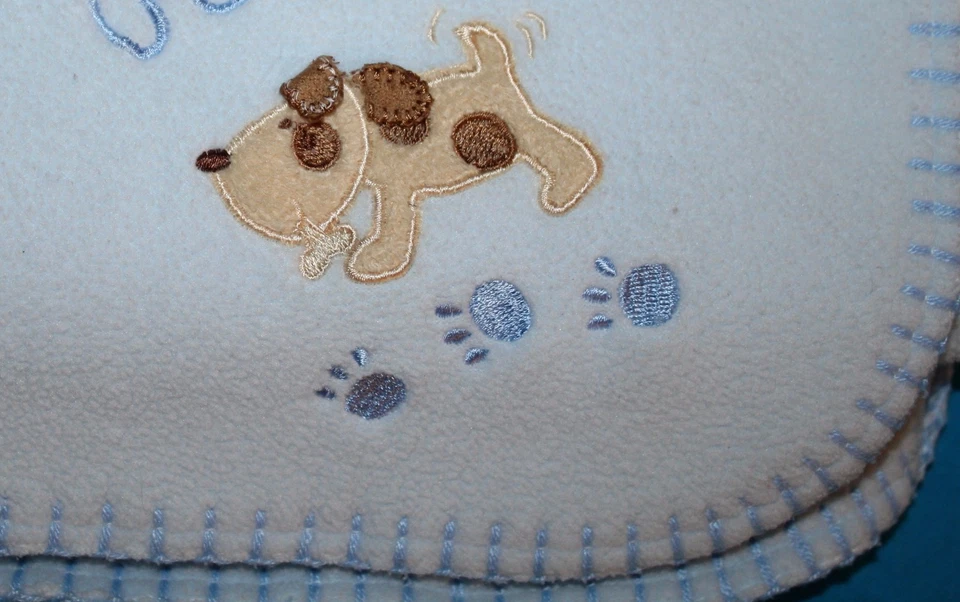 考拉宝宝婴儿毯我的小狗狗2层抓绒蓝色爪印花男孩安全 — 第 3/4 张图片