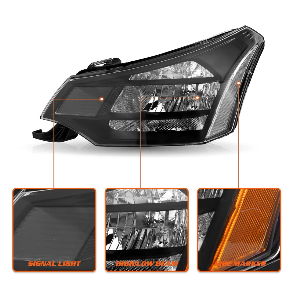 Faros de carcasa negros L+R para Ford Focus 2008 2009 2010 2011 [estilo de fábrica] Foto 3 de 4