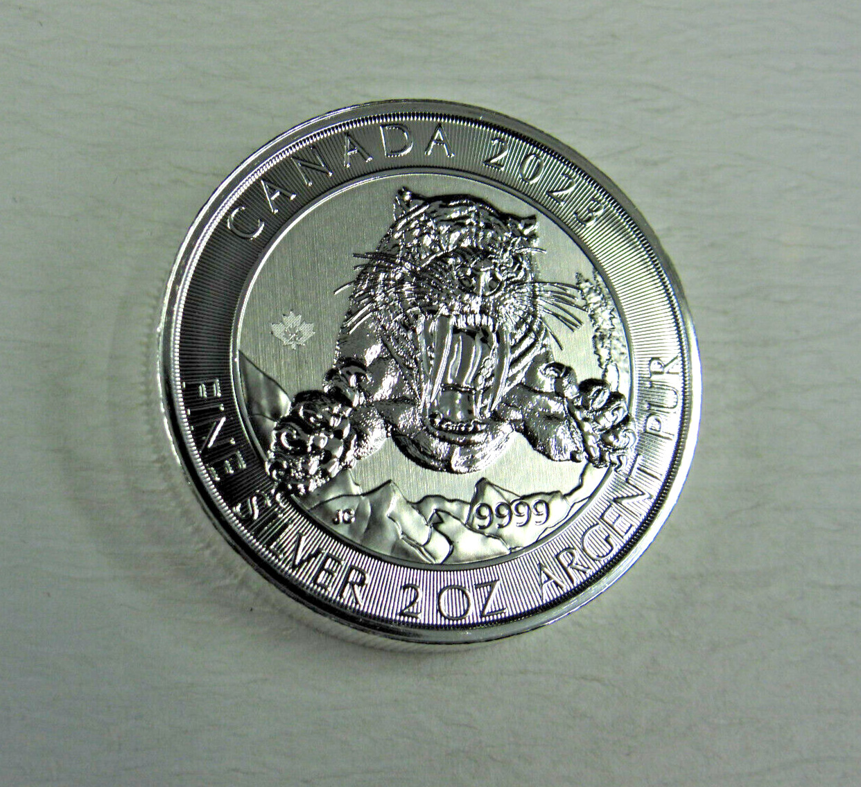 2023 10 Dollars 2 oz Silver Coin Canada SMILODON SABRE-TOOTHED CAT Tiger 9999 Ag