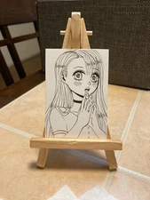 ACEO Original Mixed Media Painting Art Card ATC Pinup girl #714