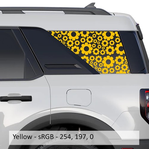 Daisy Floral Rear Quarter Window Decals Fits 2021+ Bronco Sport - Foto 4 di 9