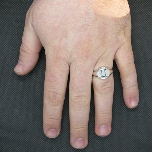 Genuine Sterling Silver Ring Zodiac Sign Gemini Hallmarked Solid 925 Handmade - Picture 12 of 12
