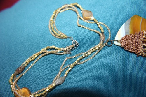 artisan handcrafted unique statement bold necklace Stone Wood pendant jewelry - Picture 23 of 77