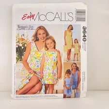 #3640 McCalls Misses and Girl's Dresses and Bag Sewing Pattern