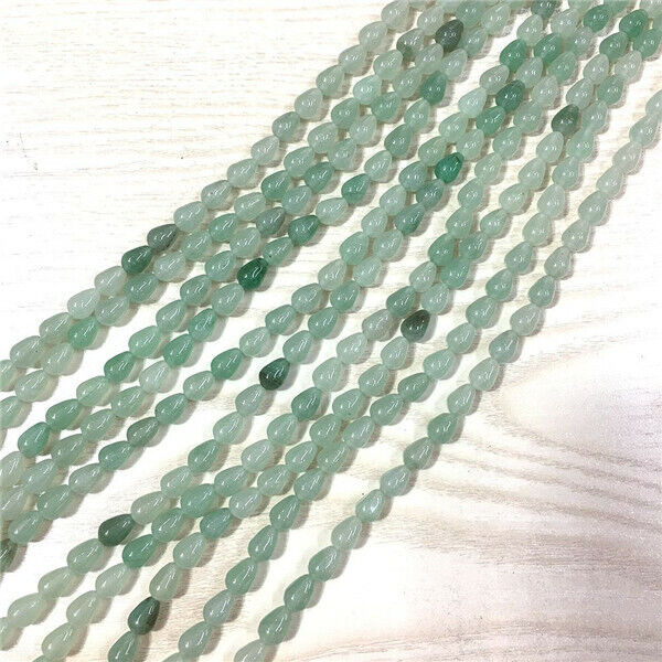 1 Strand/44Pcs 9x6mm Natural Green Aventurine Teardrop Loose Beads 15.5" EE2741