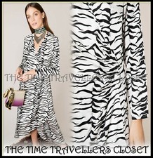 BNWT Rixo London Betty Mono Tiger Satin Wrap Dress / Jacket UK 8 XS 36 4 £275