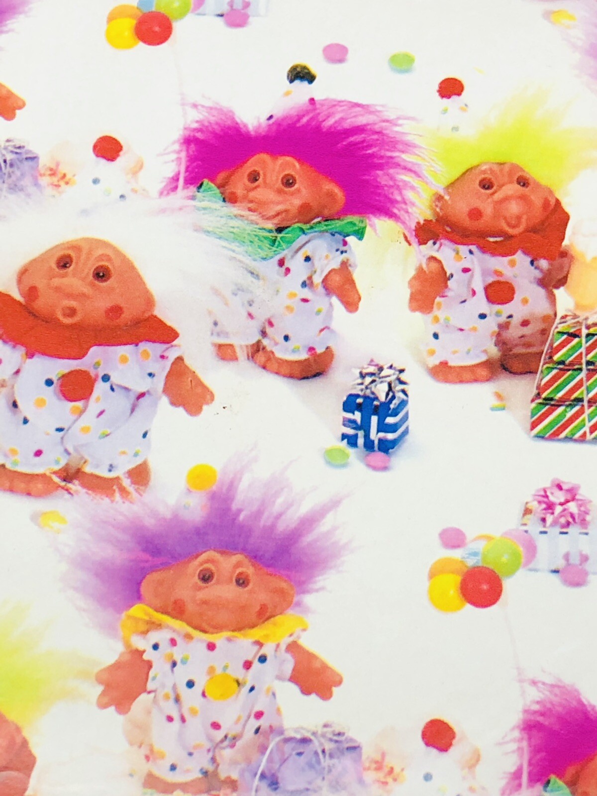 Vintage Norfin Trolls Christmas Birthday Gift wrap 2 Sheets, New Sealed!