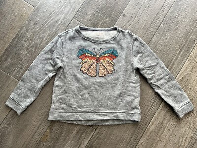 Zara Pullover Girls Pulli Mädchen Grau Schmetterling Glitzer Gr