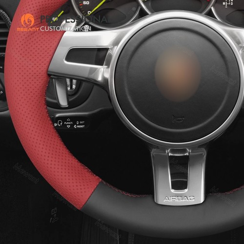 MEWANT Stitch Genuine Leather Steering Wheel Wrap for Porsche 911 Boxster Cayman - Imagen 5 de 10