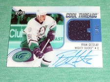2005-06 UD Ice Cool Threads RYAN GETZLAF AUTO Jersey RC 34/35 ROOKIE PATCH