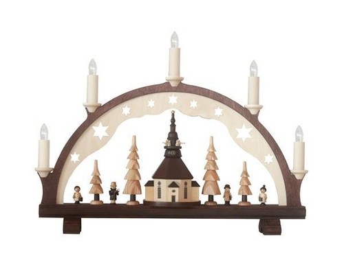 Schwibbogen Seiffener church 42 cm candlestick arch Erzgebirge NEW Seiffen Christmas-