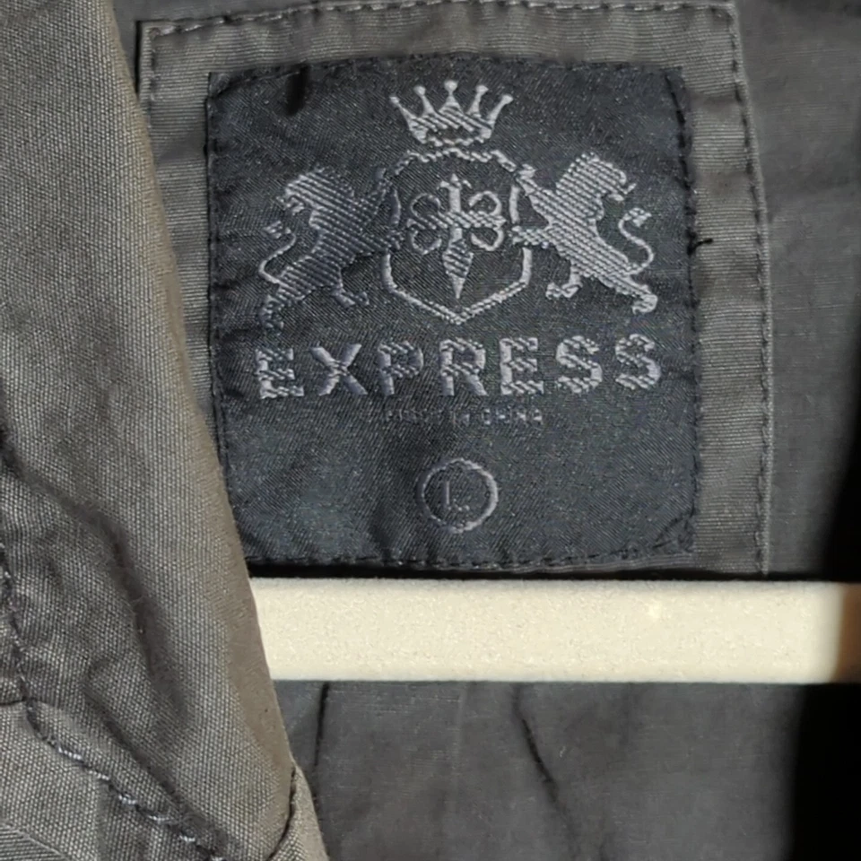 Chaqueta Militar Express Para Hombre Gris-Verde Grande Ligera Y2K Grunge Retro Foto 3 de 4