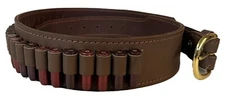 LEATHER HANDGUN REVOLVER AMMO CARTRIDGE BELT  38 / 357 or 44  Brn Blk Tan USA