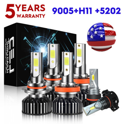 For 2007-2014 Chevy Suburban Tahoe 6x 6000K COB LED Headlight + Fog Light Bulbs