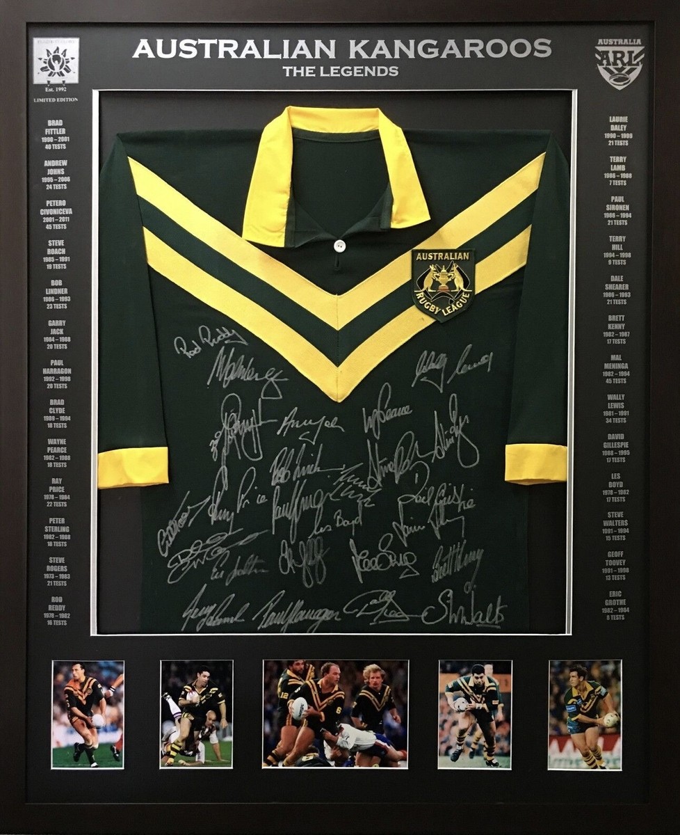 Australian Legends signed framed rugby league jersey Blazed In