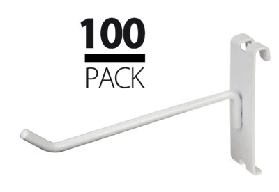 ONLYHANGERS NEW GRIDWALL 6" WHITE PEG HOOKS LOT OF 100PCS