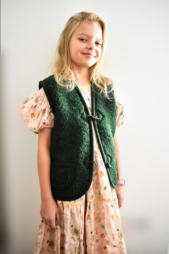 Children's Merino Wool Gilet - Bottle Green - Picture 9 of 14