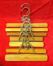 7 Vintage Wood Clothes Hangers Skirt Slacks Manhattan Island Setwell Montrose