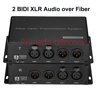 BIDI Mircophone 3pin XLR Audio over Fiber optic Converter Broadcast quality 1set
