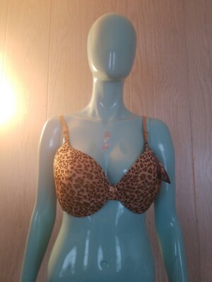 Wei Nong Hao Sexy Animal Cheetah Print Bra Beige Size 40DD NWT Removable Straps 