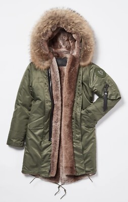 MENS KHAKI WATER-REPELLENT LUXY FUR PARKA - 3/4 NATURAL