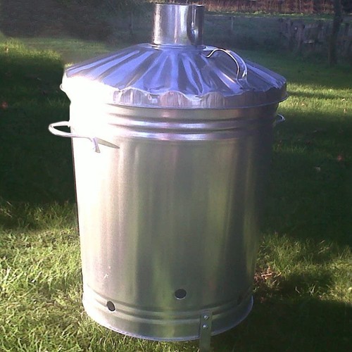 90L Garden Incinerator Large Steel Galvanised Metal Fire Bin Brazier