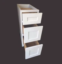  12 " W x 21" D - 3 Drawers White Shaker Bathroom Vanity Base Cabinet solid wood