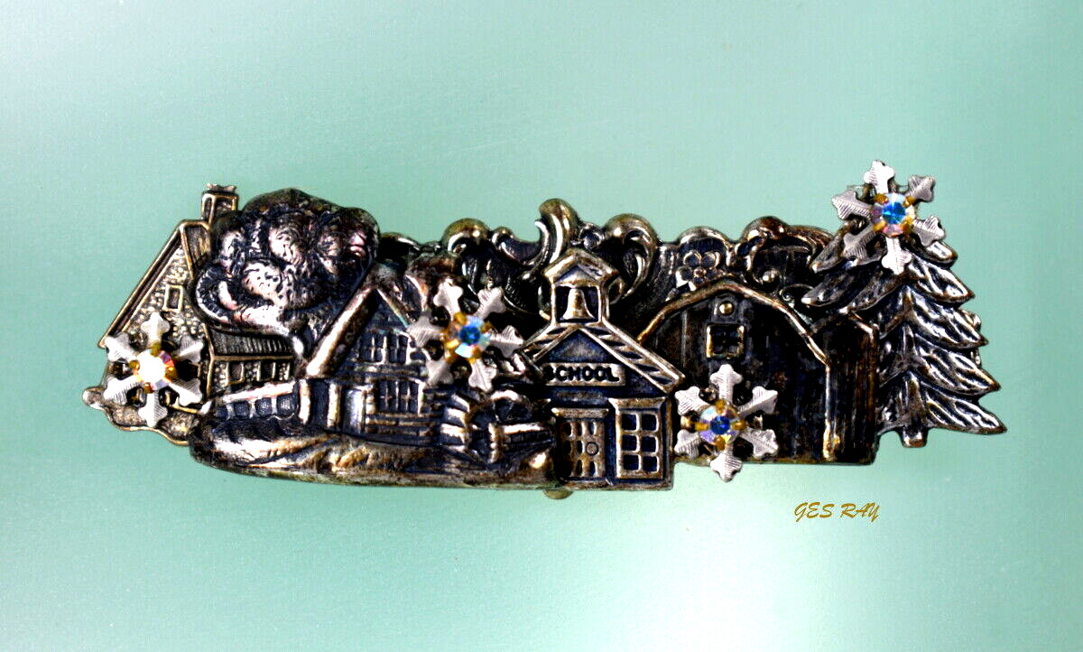 Antique Vintage School house Brooch Pin Christmas Gem