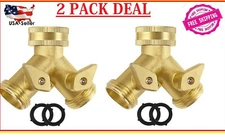 2pcs Water Hose Splitter Heavy Duty 2 Way Solid Brass Y Valve Garden Connector