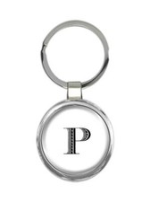 Monogram Letter P : Gift Round Keychain Name Initial Alphabet ABC