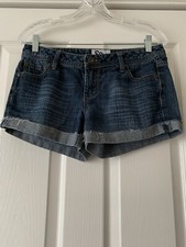 SO SUPER CUTE JUNIORS CUFFED COTTON DENIM SHORTS - SIZE 9