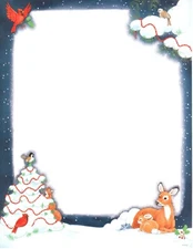 Forest Animals Woods Deer Squirrel Christmas Computer Letter Paper - 18 Sheets