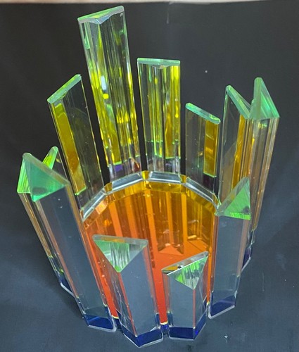 Iridescent Crystal Glass Prism Spikes Circle Tealight Holder - Picture 3 of 7