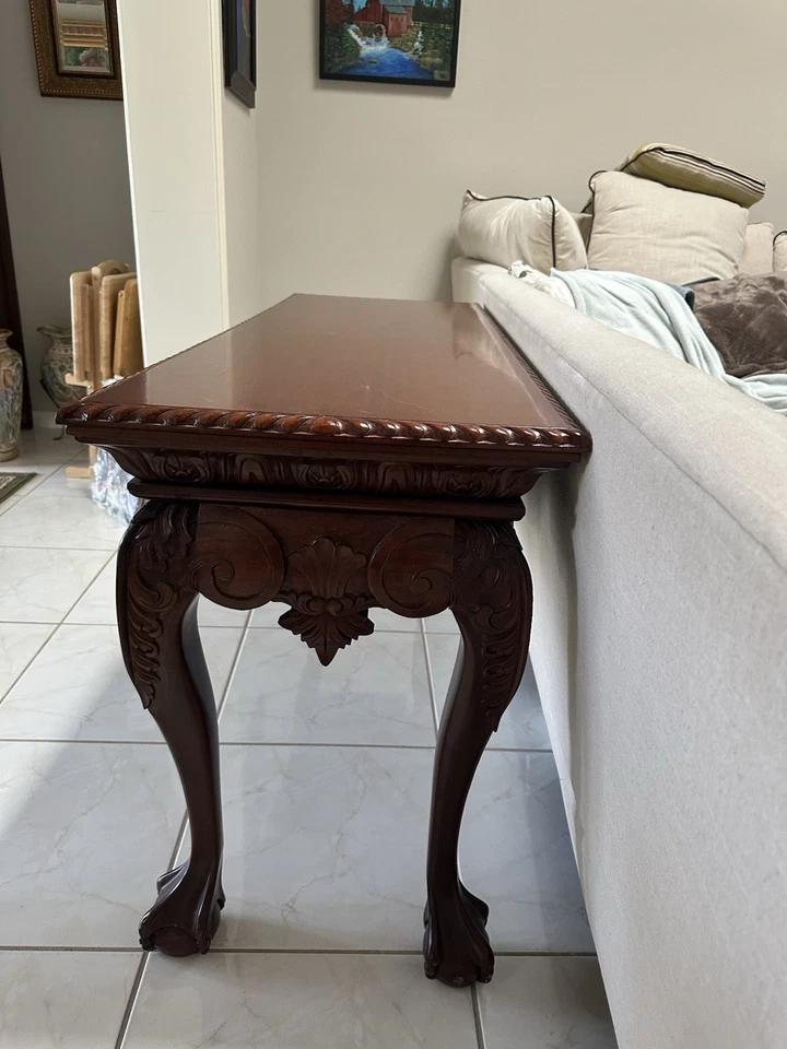 Elegant Carved Wood Console Table — Heavy, Solid, Beautiful Detail - Image 2 of 4