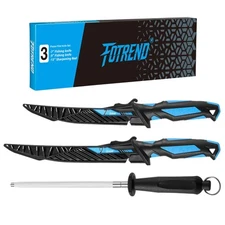 Fillet Knife Kit Includes 9" & 7" Fillet Knives 12" Honing Rod Corrosion-resi...
