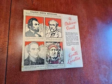 1930 Post Cereal Near FULL Box Famous Americans Robert E Lee Abraham Lincoln