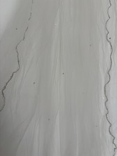 Floor Length Bridal Veil With Decorative Borders, Beading, Sparkly