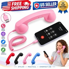 Retro Phone Handset for iPhone Android Cell Phone Type-C Wired Plug in Handheld
